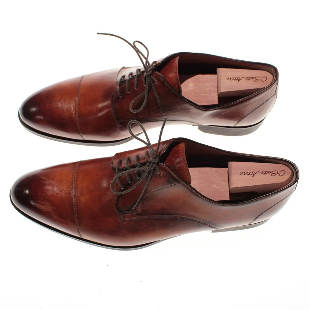Di Bianco NWD Lace Up Derby Dress Shoes Size 46 (US 13) in Brown Leather